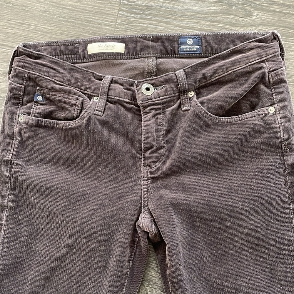 Sz26 AG Adriano Goldschmied The Stevie Slim Straight Grey Corduroy Denim EUC - Picture 5 of 12